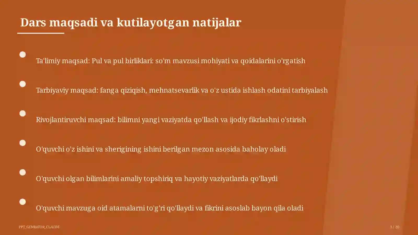 Pul va pul birliklari: so'm (2-sinf) 3