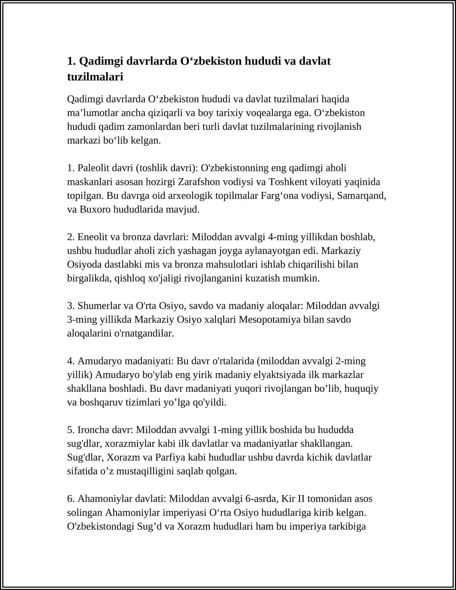 Oʻzbekiston Davlatchiliginin Tarixiy Bosqichlari 3