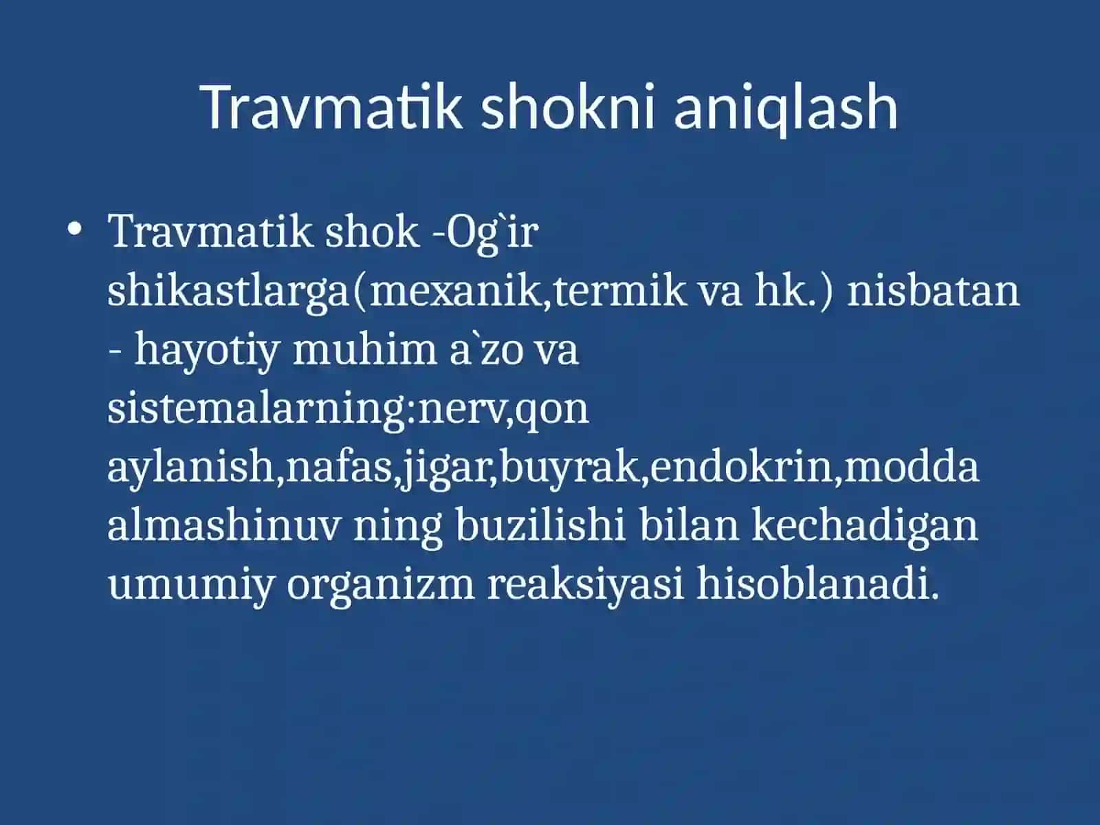 Travmatik shok.Uzoq vaqt bosilish sindromi 4