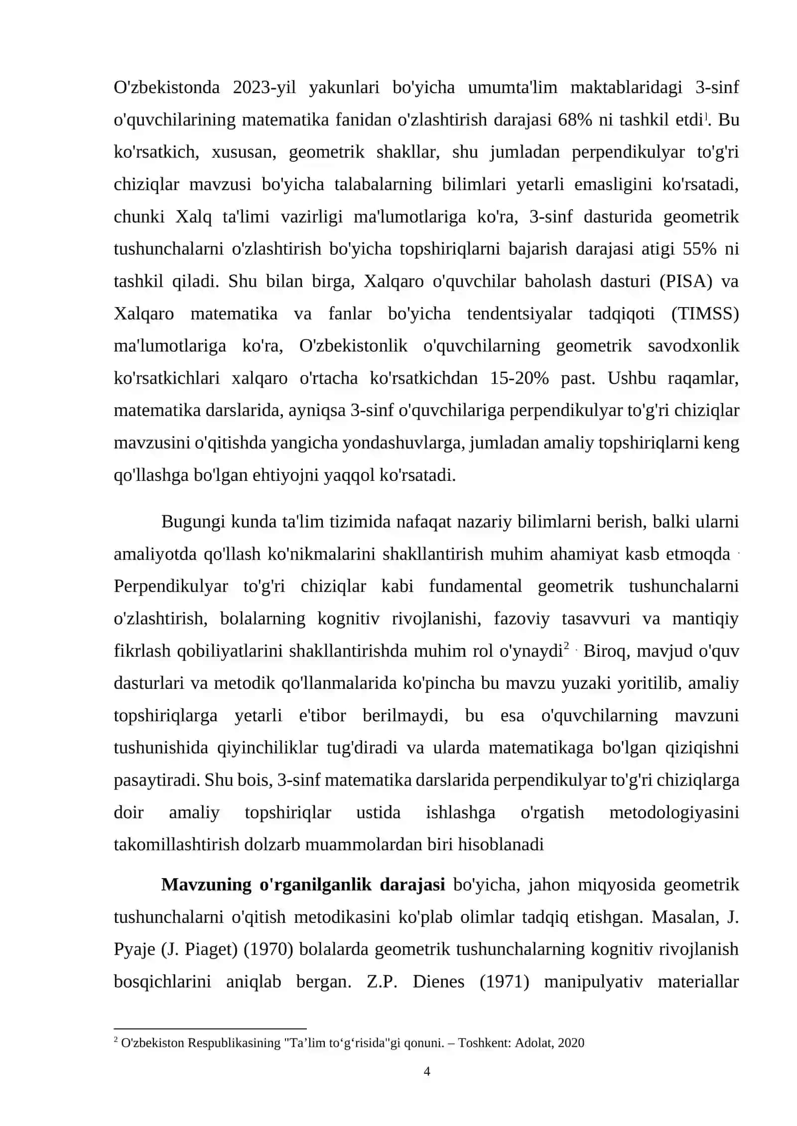 3 - sinf matematika darslarida perpendikulyar to‘g‘ri chiziqlarga doir amaliy topshiriqlar ustida ishlashga o‘rgatishi 4
