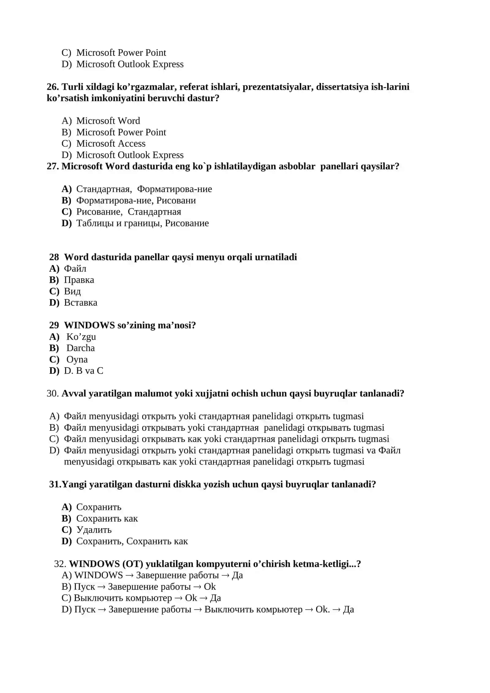 Olimpiada maktab bosqichi( Informatika) 4
