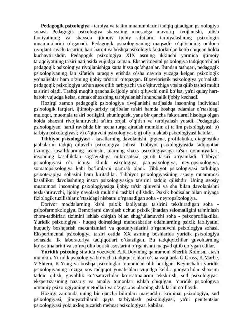 MAVZU PSIXOLOGIYA FANINING PREDMETI, RIVOJLANISH TARIXI SOHALARI VA TADQIQOT METODLARI 4