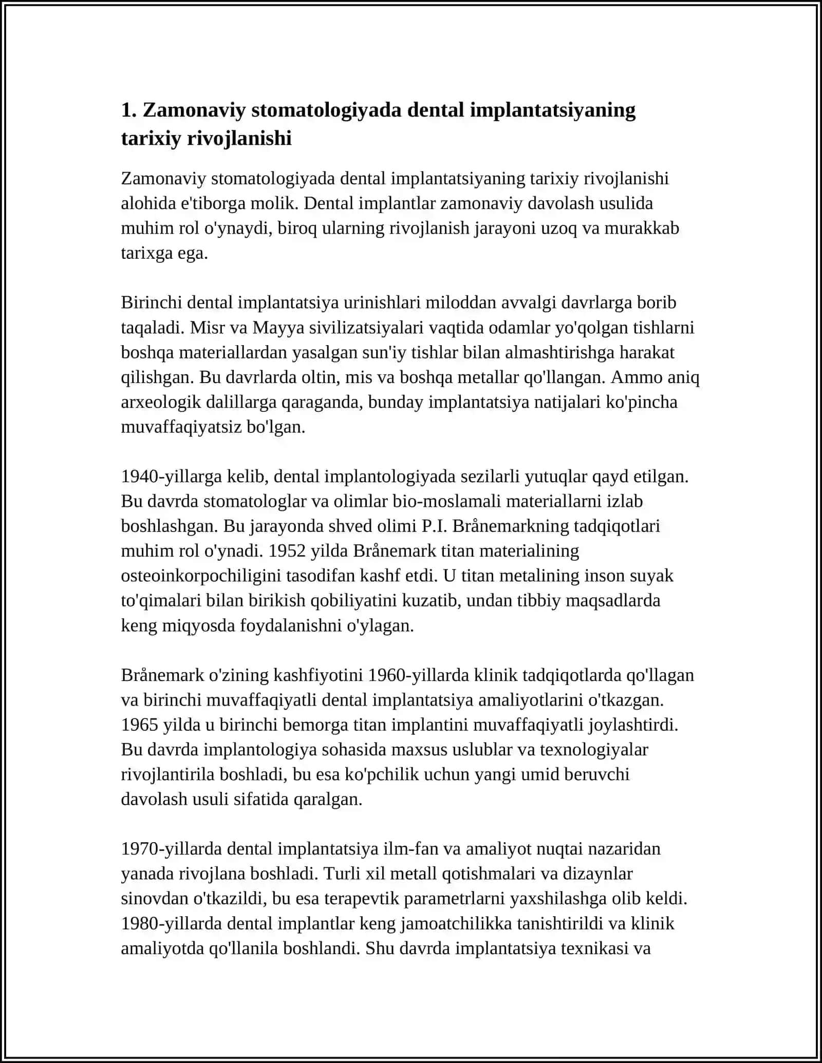 Zamonaviy stomatologiyada dental implantatsiyaning tarixiy rivojlanishi 4