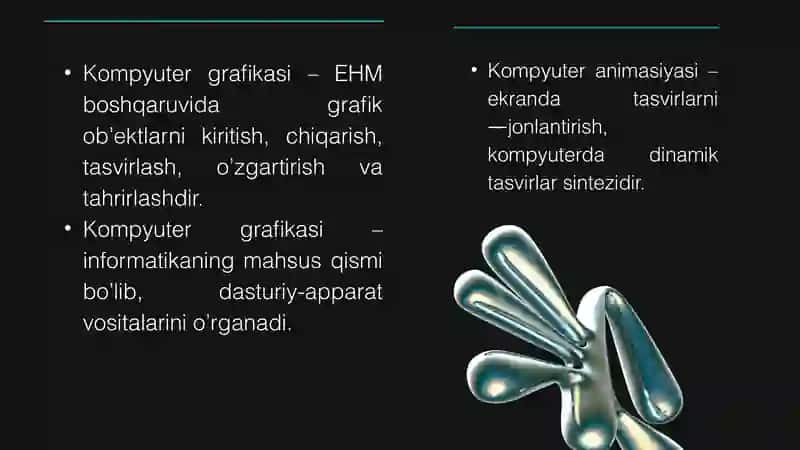 KOMPYUTERNING GRAFIK IMKONIYATLARIVa UlARNING TURLARI 4