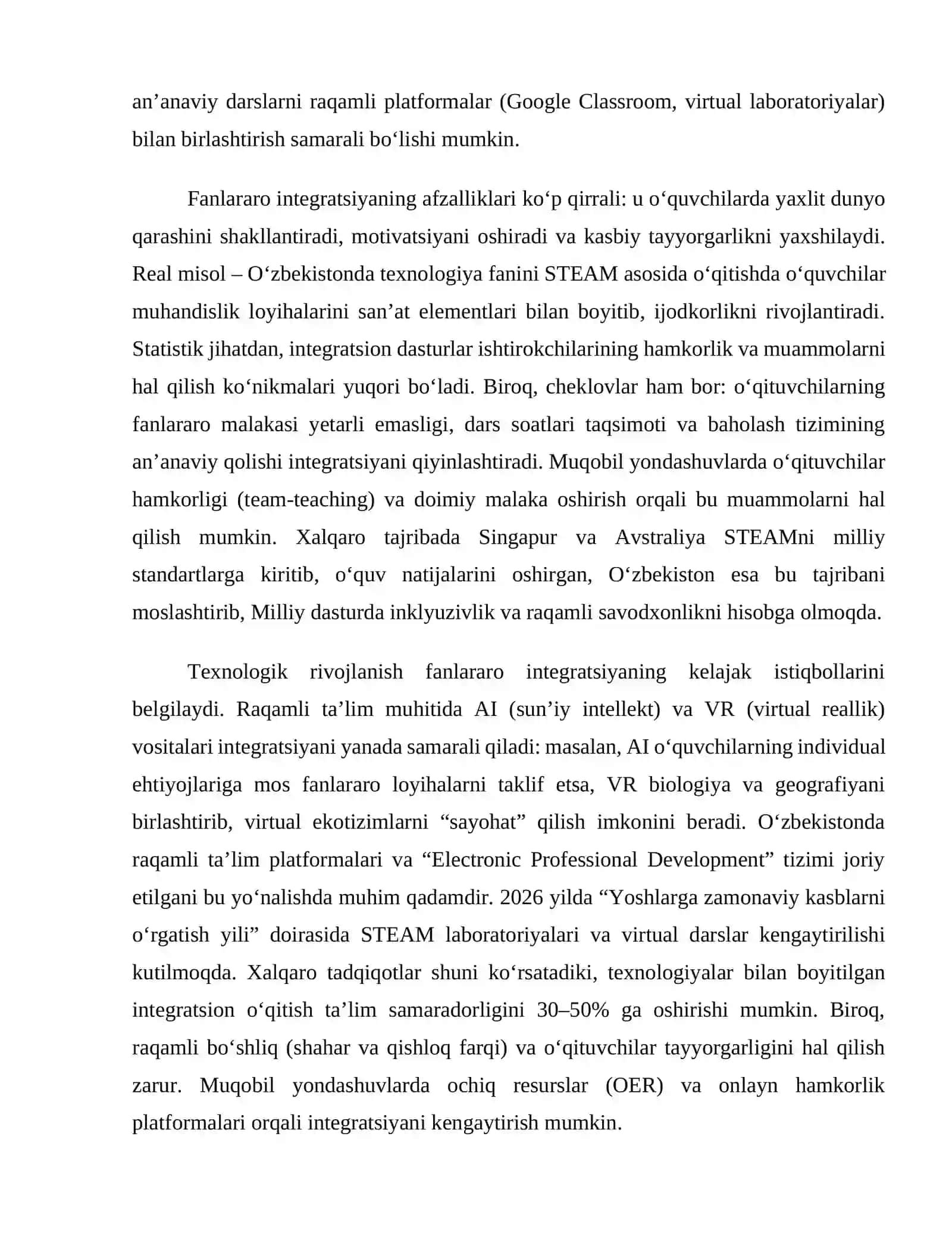 O‘quv jarayonida fanlararo integratsiya imkoniyatlari 4