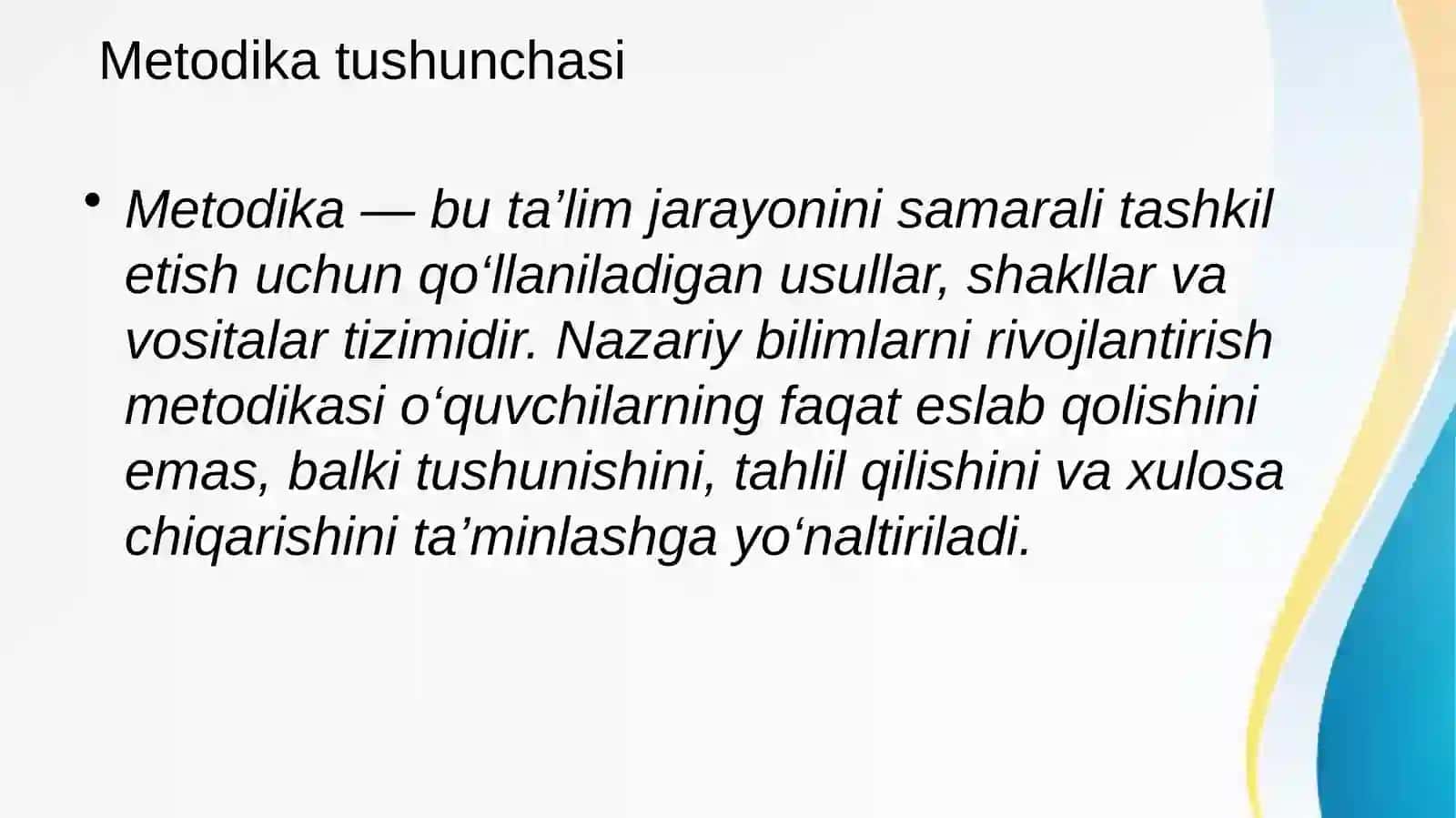 Nazariy bilimlarni rivojlantirish metodikasi 4