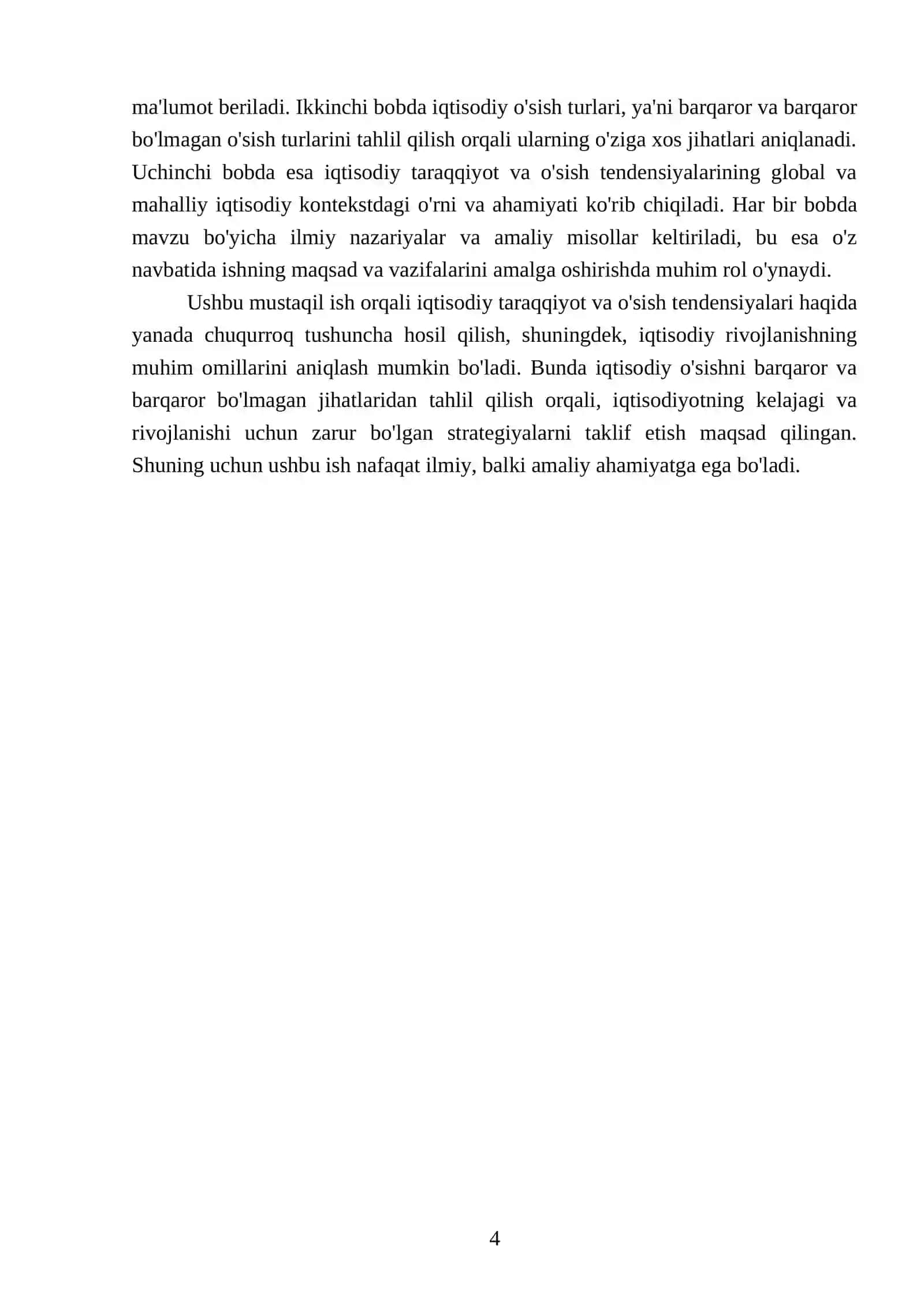 Iqtisodiy taraqqiyot va Iqtisodiy o’sish tendensiyasi 4