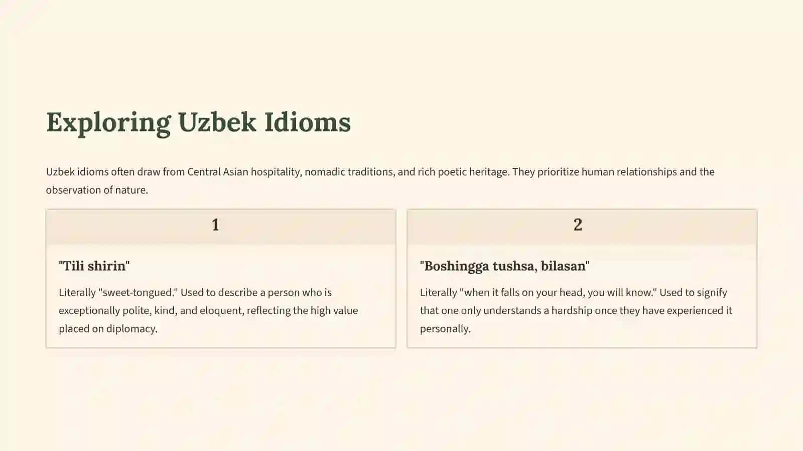 Comparison of uzbek and english idioms 4