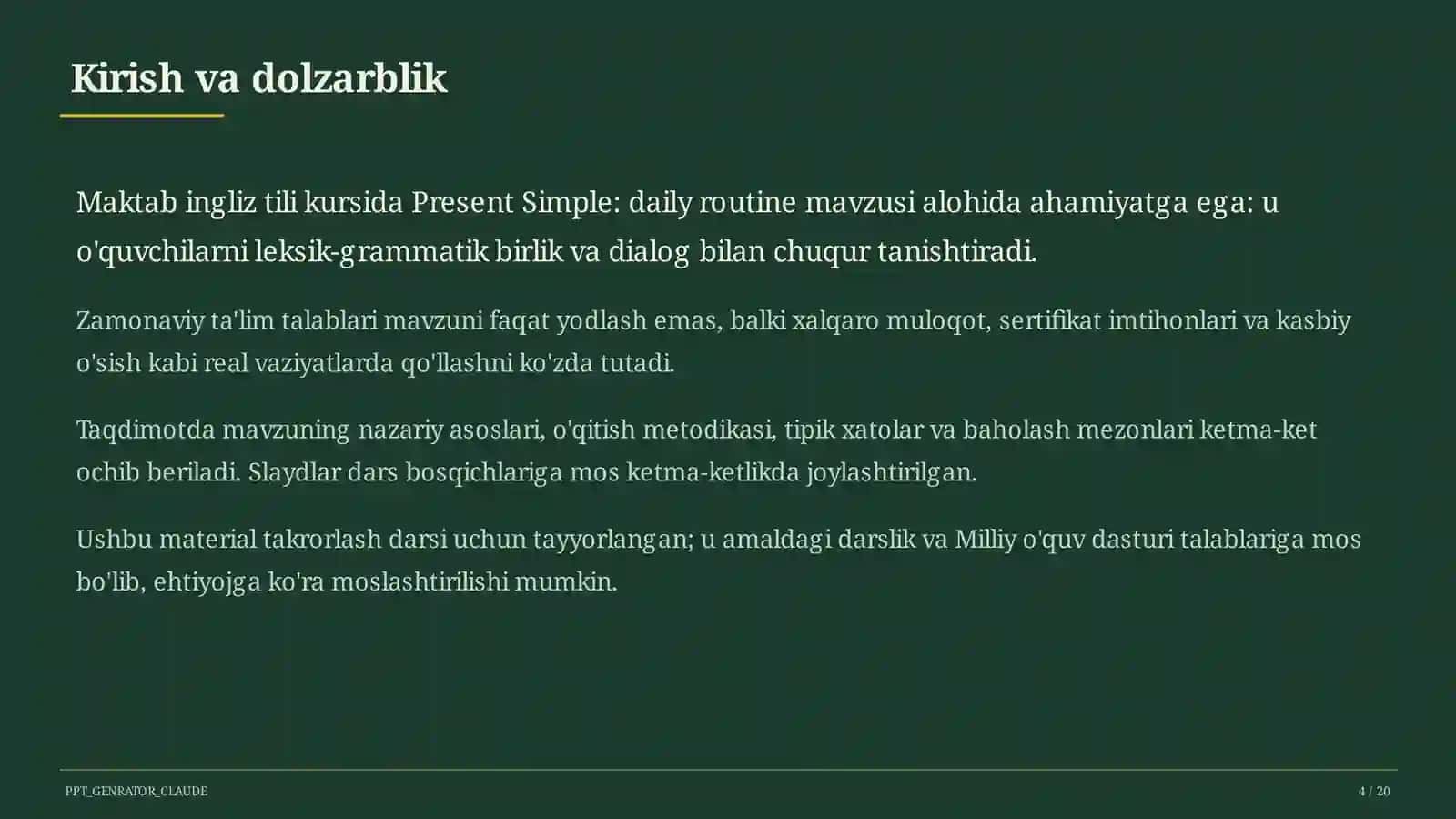 Present Simple: daily routine (3-sinf) 4