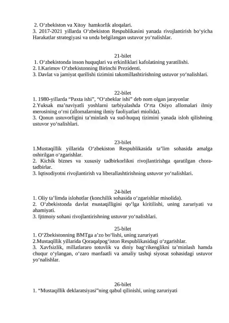 O‘zbekistonning eng yangi tarixidan oraliq nazorati savollari 4