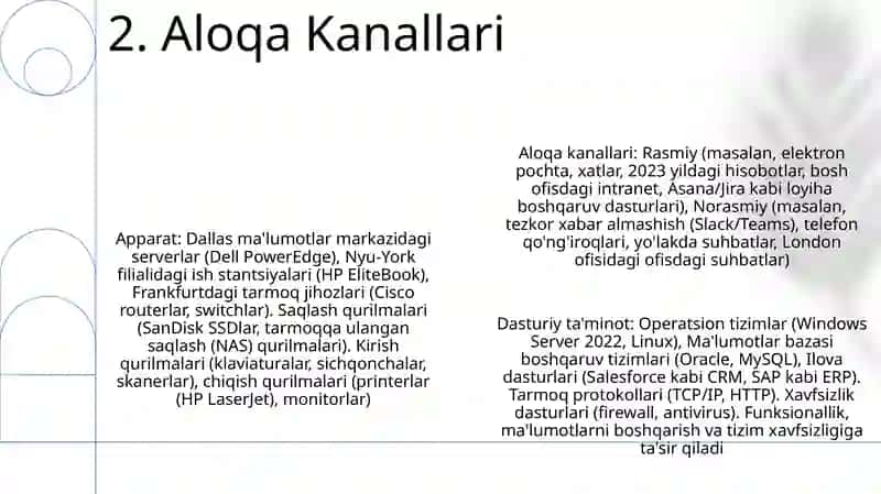 Axborot tizimlarining asosiy tarkibiy qismlari 4