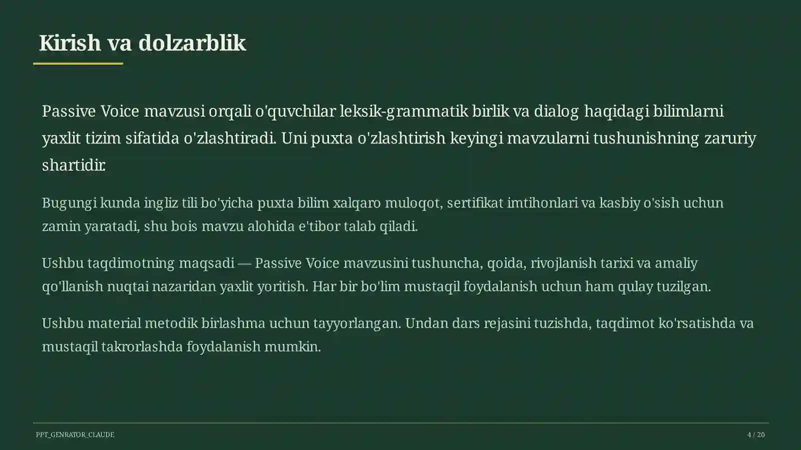 Passive Voice (9-sinf) 4