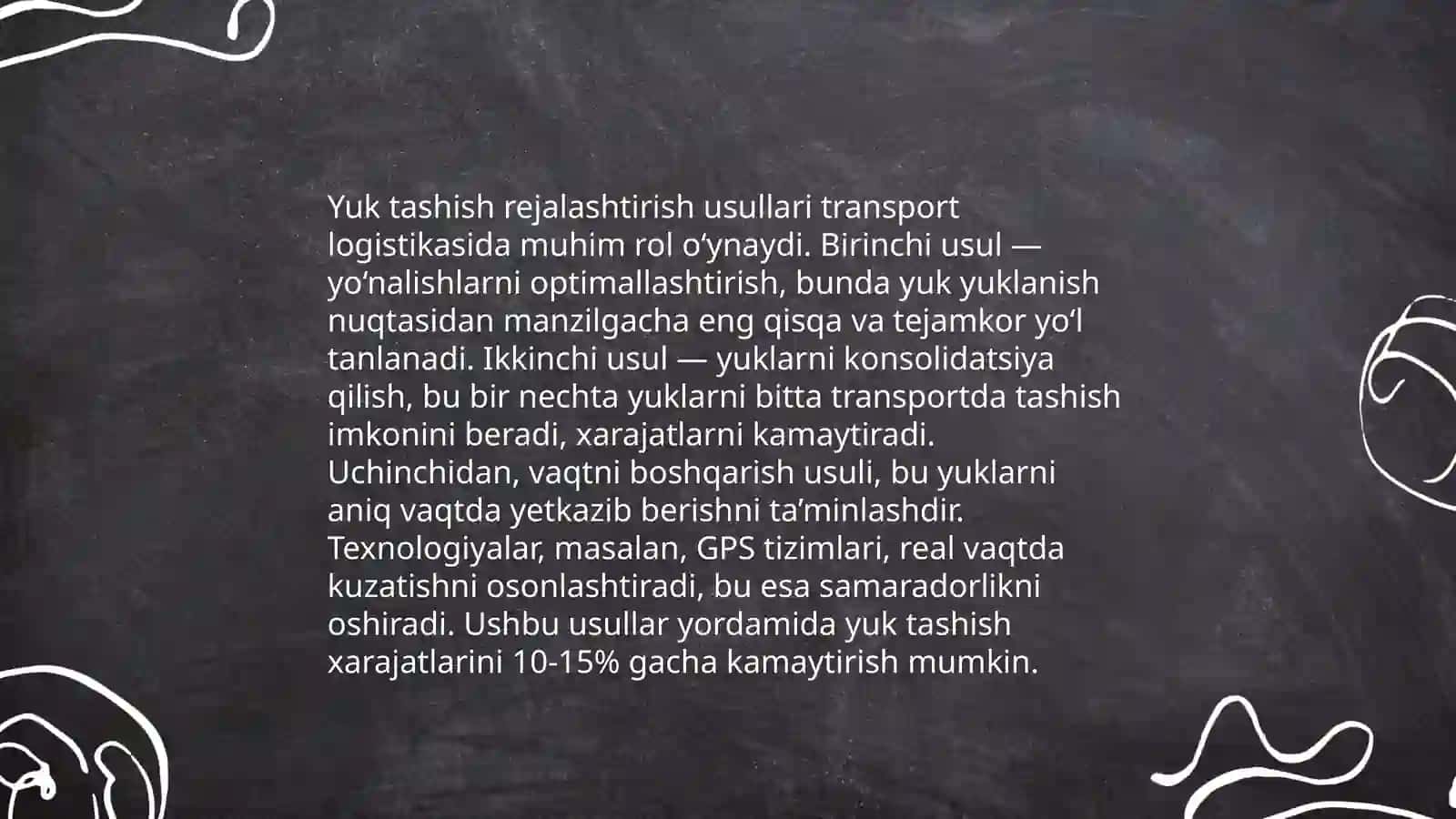 Logistika muammolarini hal qilish usullari 4