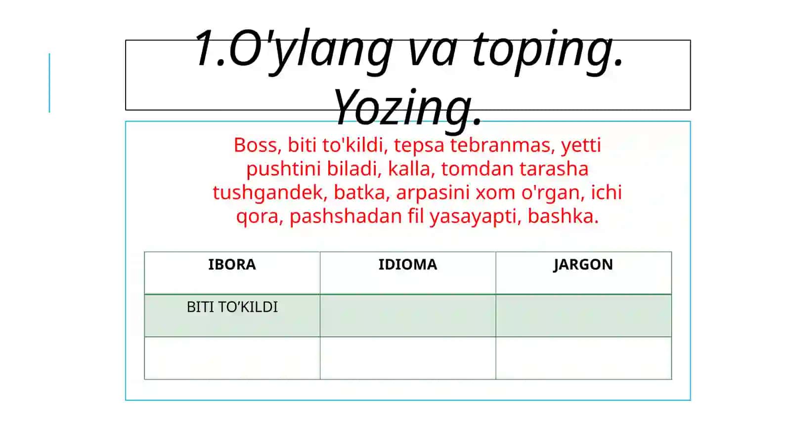 Yangimavzuni mustahkamlash 4