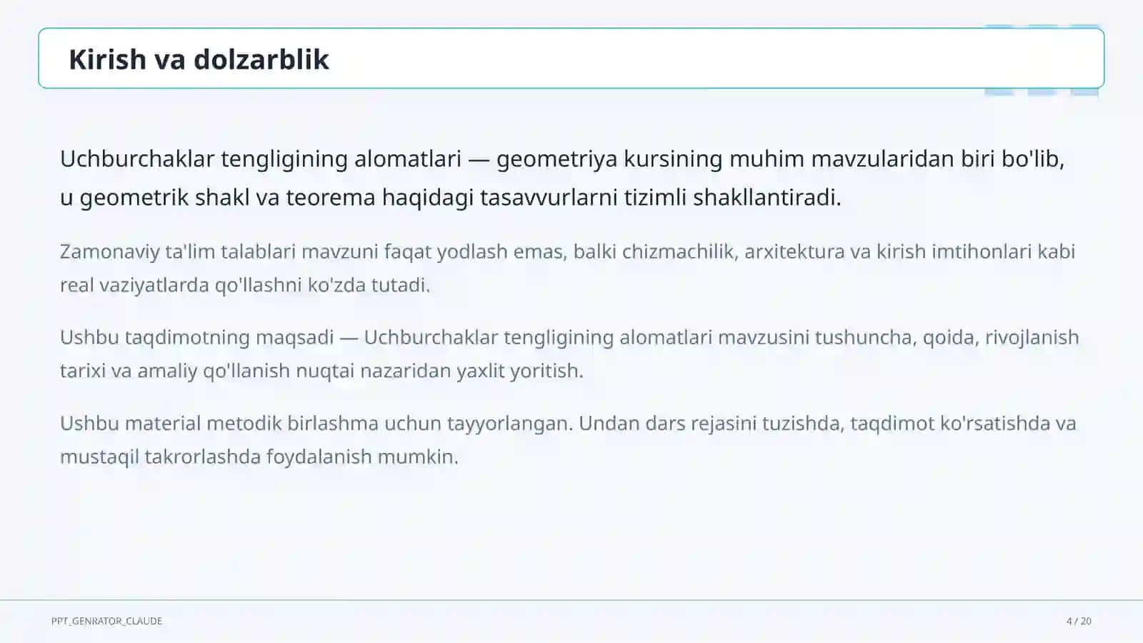 Uchburchaklar tengligining alomatlari (7-sinf) 4