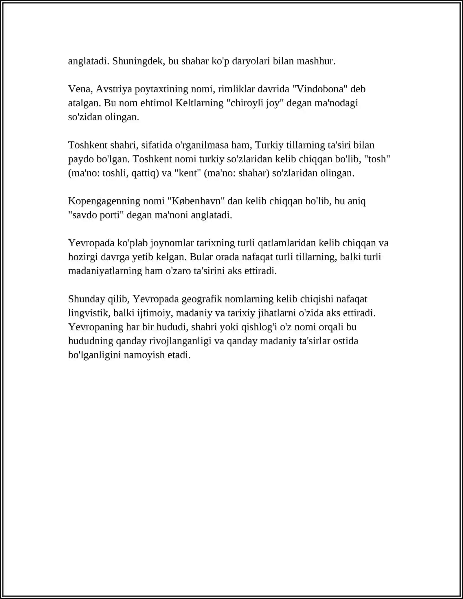Yevropa Toponimyasi (Europa Toponymy) 4