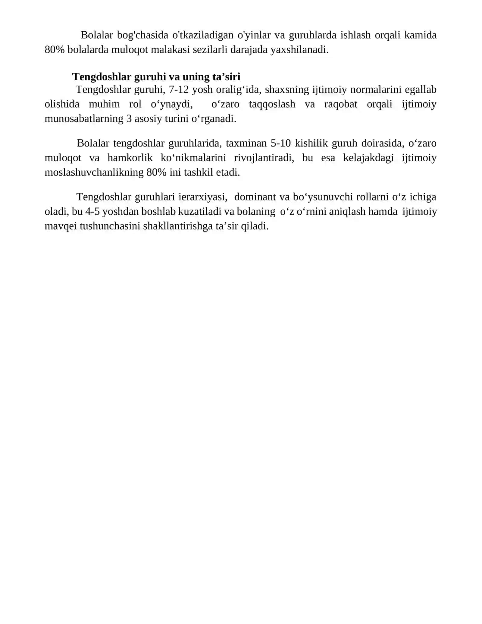 Bolalik -insonning ijtimoiy hayot meʼyorlarini egallay boshlash davri 4