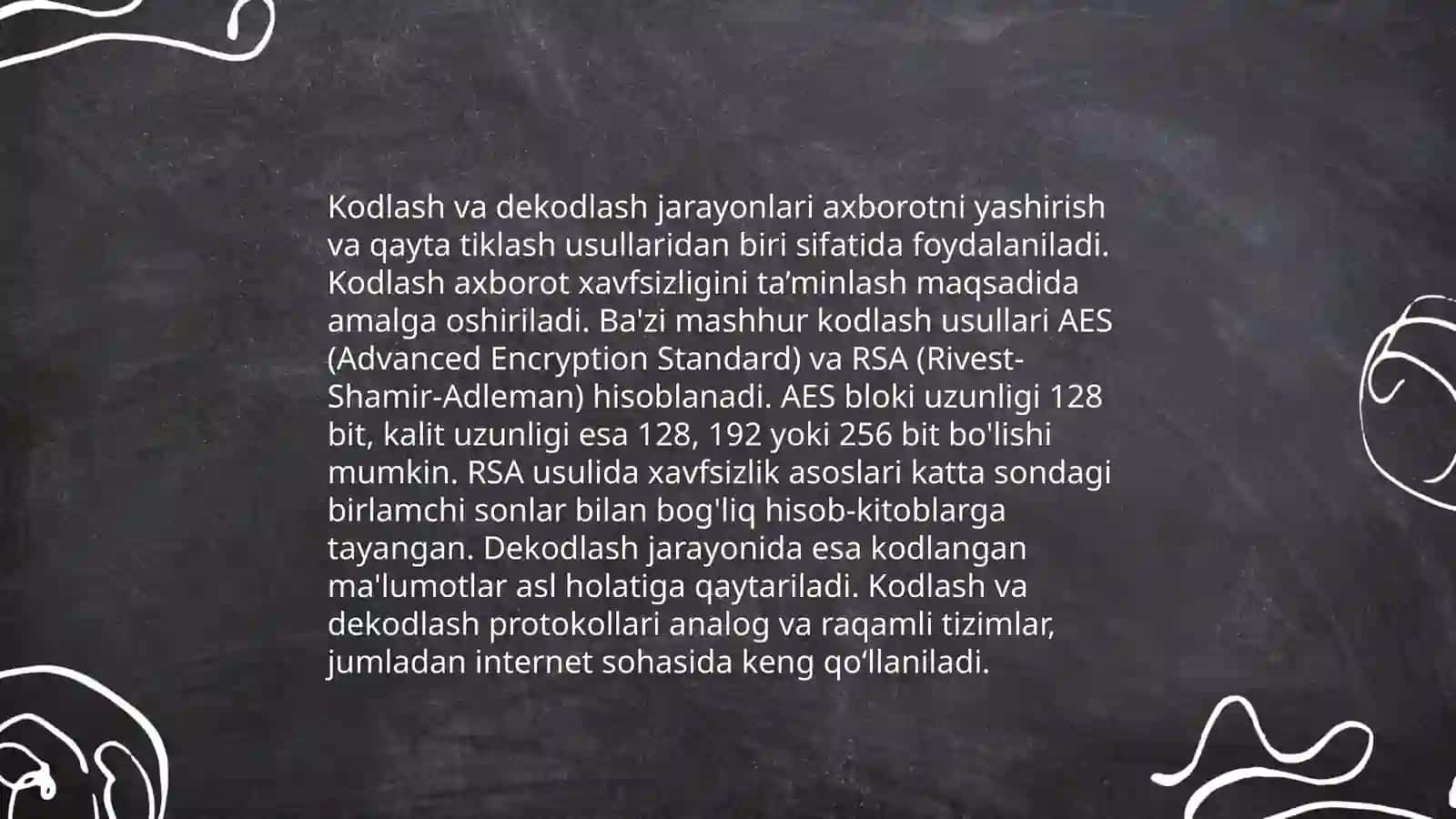 axborotlarni o’zgartirish va uni kodlash 4