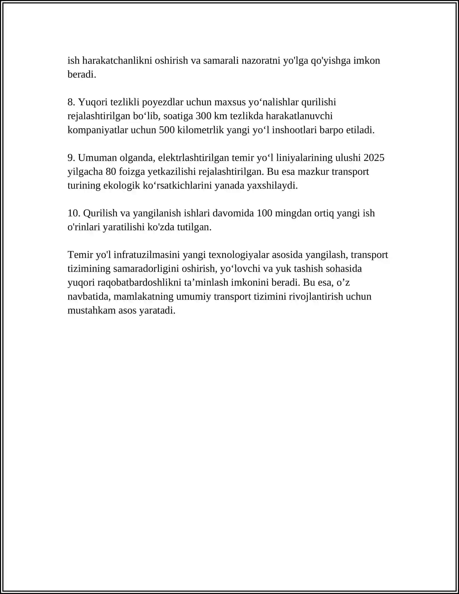 TEMIR YO'L TRANSPORTI OBEKTLARINI QAYTA QURISH ISHLARINI TASHKIL ETISH 4