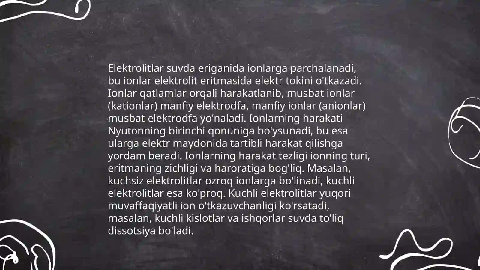 Elektrolit eritmalarining elektr utkazuvchanligi.Elektrodlardagi jarayonlar. Potensiallar xosil bolishi.Elektrkimyoviy davolash va diagnostika usullari 4
