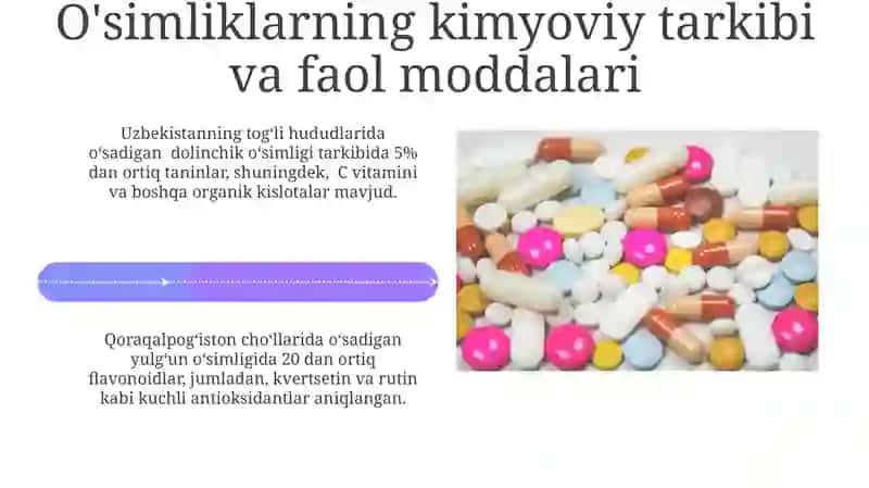 Dorivor Oʻsimliklarning Kimyoviy Tarkibi va Farmakologik Xususiyatlari 4