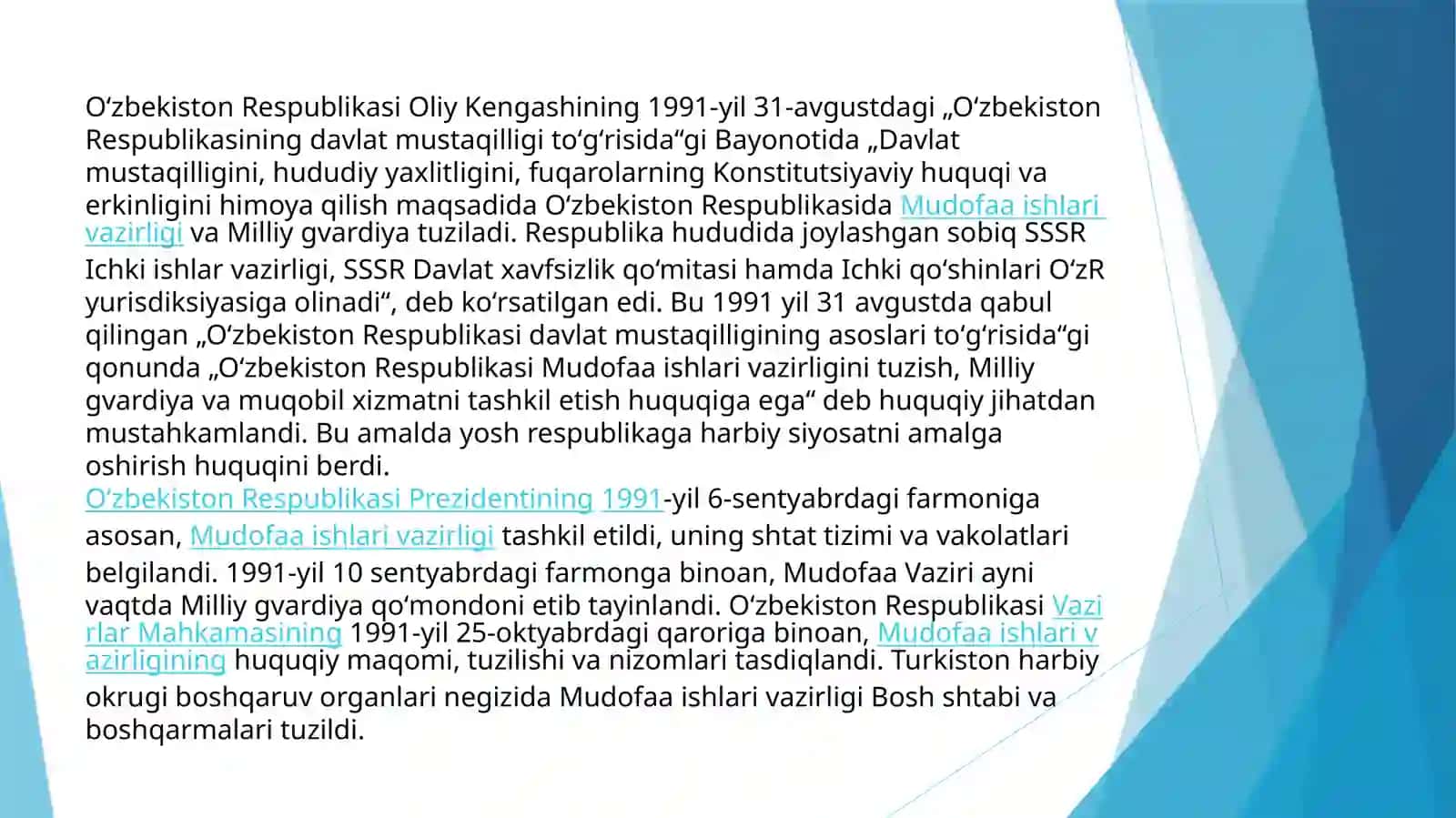 O’ZBEKISTON RESPUBLIKASIDA QUROLLI KUCHLARNING TASHKIL TOPISHI VA MUDOFAA QOBILIYATINING MUSTAXKAMLANIB BORISHI 4