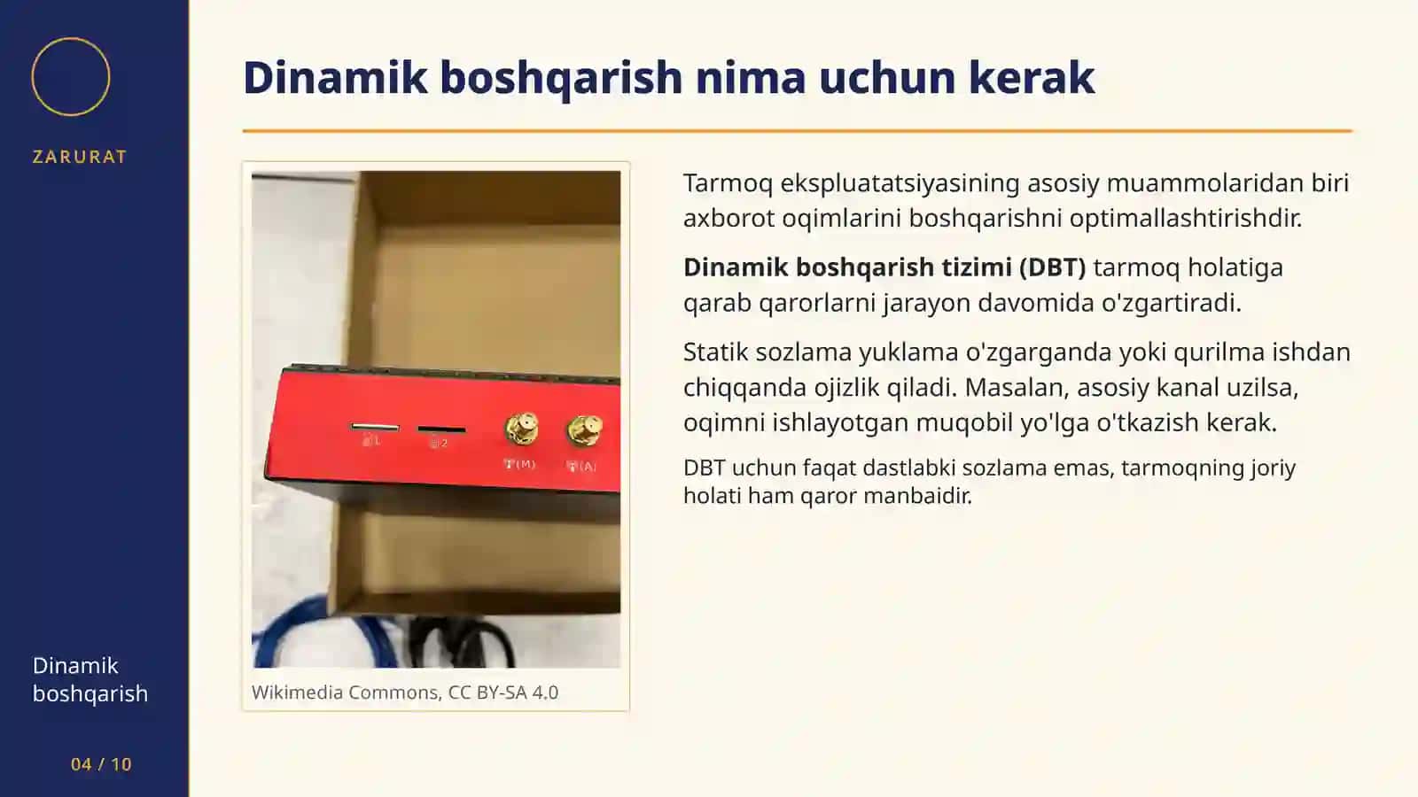 Tarmoq resurslarini dinamik boshqarish tizimining vazifalari va tuzilishi 4