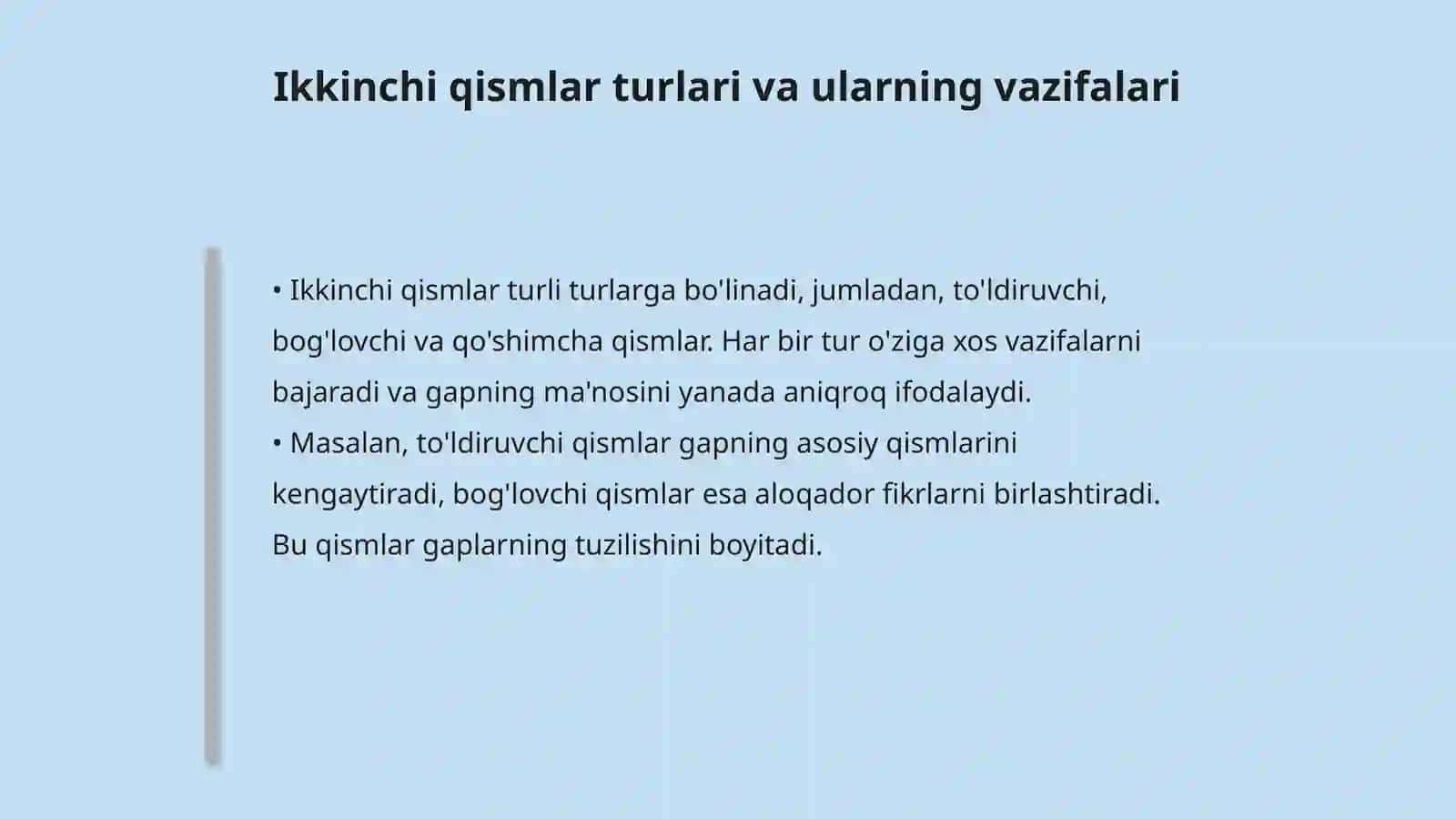 Ikkinchi qismlar haqida umumiy tushuncha 4