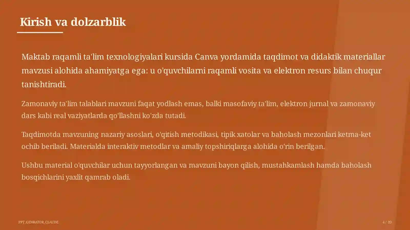 Dars rejasi 4