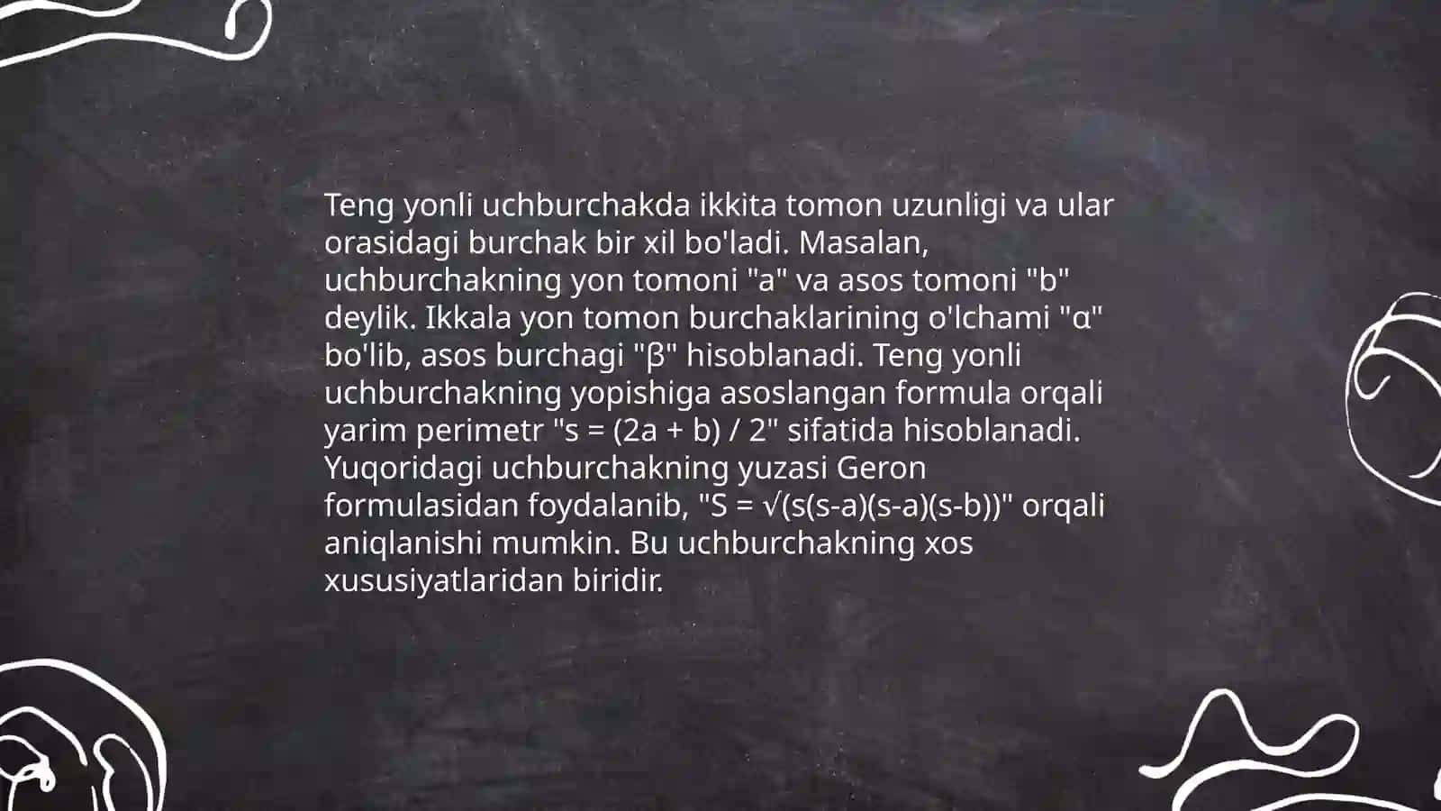 Ting yonli uchburchakning xossalari 4