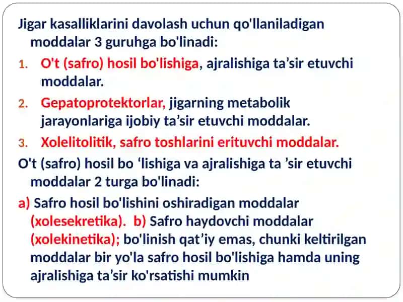 Jigar faoliyati gat’asiretuvchi vositalar. Gepatoprotektorlar 4