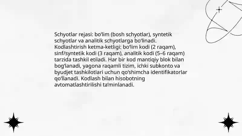 Budjet hisobining schyotlar rejasi va uning qo’llanilishi 4