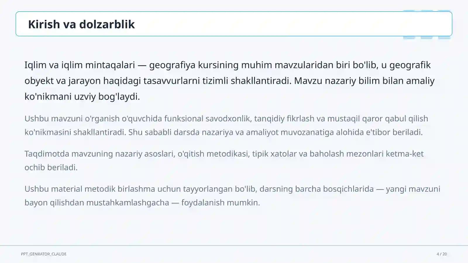 Iqlim va iqlim mintaqalari (6-sinf) 4