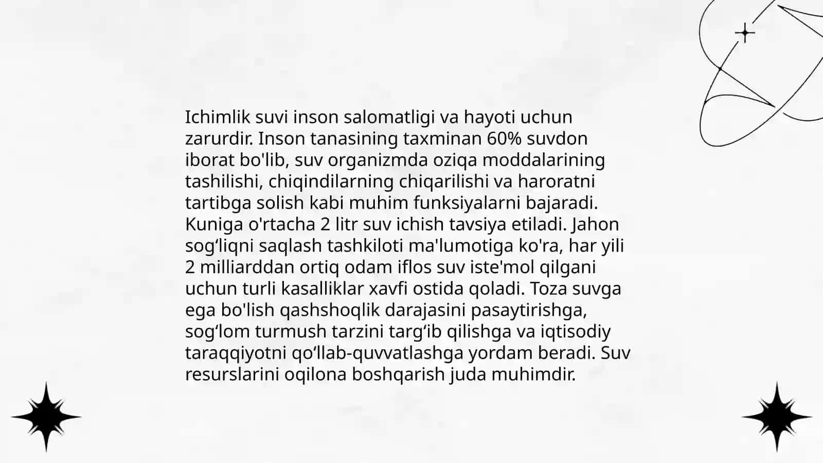 DPM ratsional suv taʼminotining ahamiyati. Ichimlik suvini sifatini yaxshilashni zamonaviy usullari haqida tushuncha 4