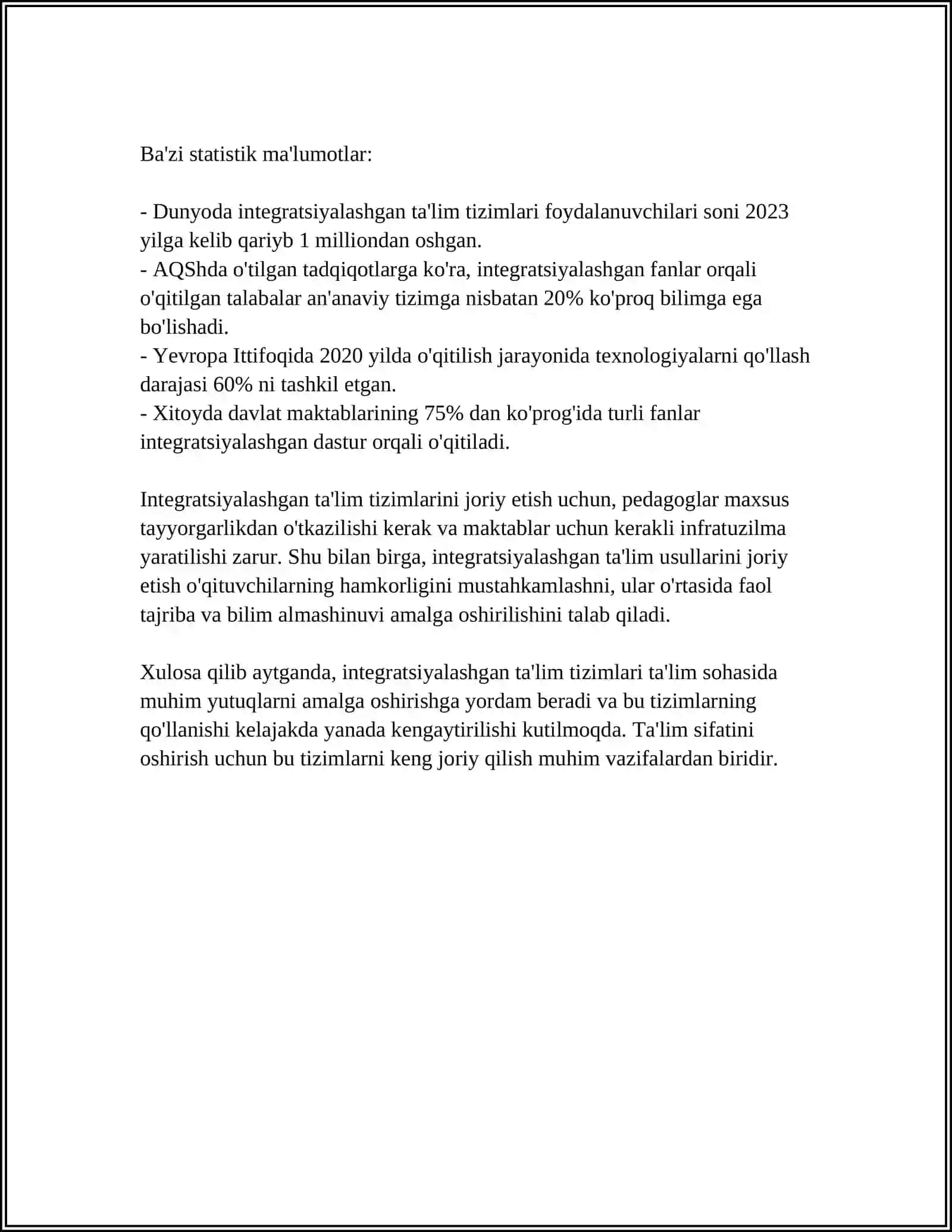 PEDAGOGIK TIZIMNI INTEGRATSIYALASHDA ASOSIY METODOLOGIK TALABLAR 4