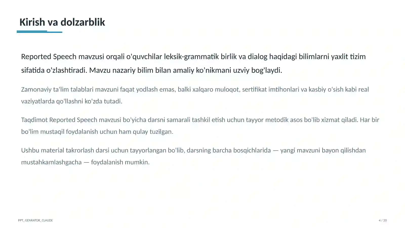 Reported Speech (9-sinf) 4