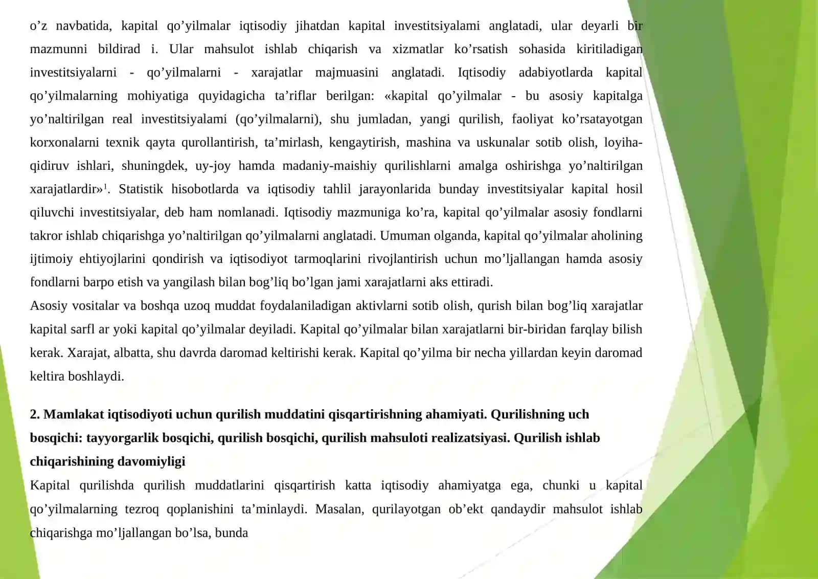 Investitsiya faoliyatida kapital qurilish 4