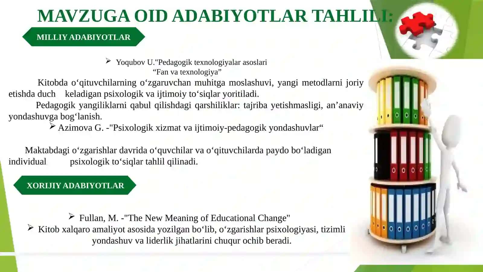 Makdabda ozgarishlarga nisbatan individual 4