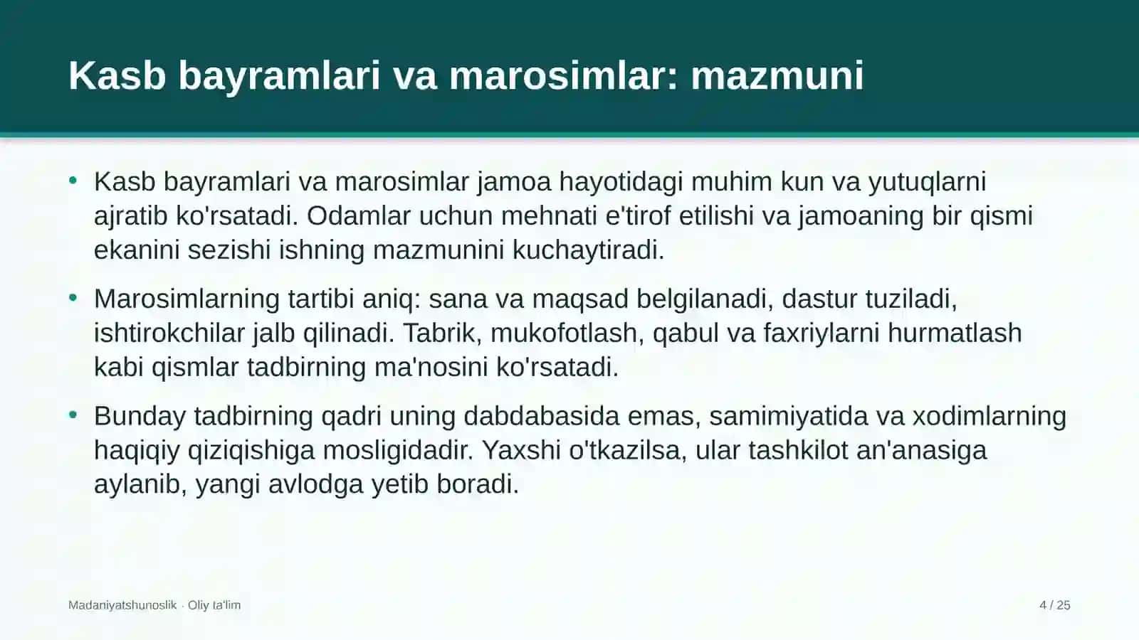 Yakka tartibdagi uy-joy qurilishida kasb bayramlari va marosimlar 4