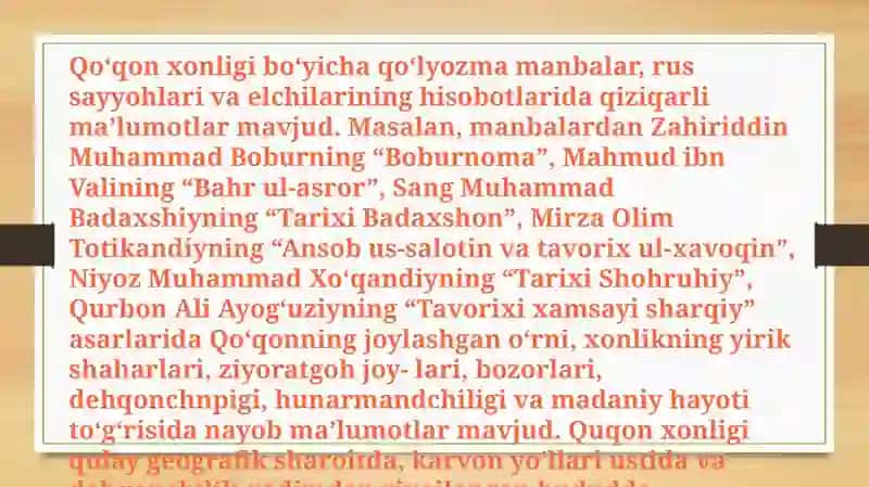 XVlll- XlX asrda Qo'qon xonligining diplomatik aloqalar tarixshunosligi. 4