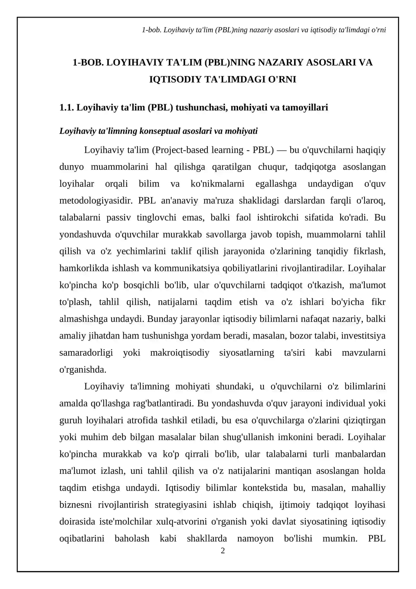 Loyihaviy ta’lim (Project-based learning) asosida iqtisodiy bilimlarni o‘qitish 4