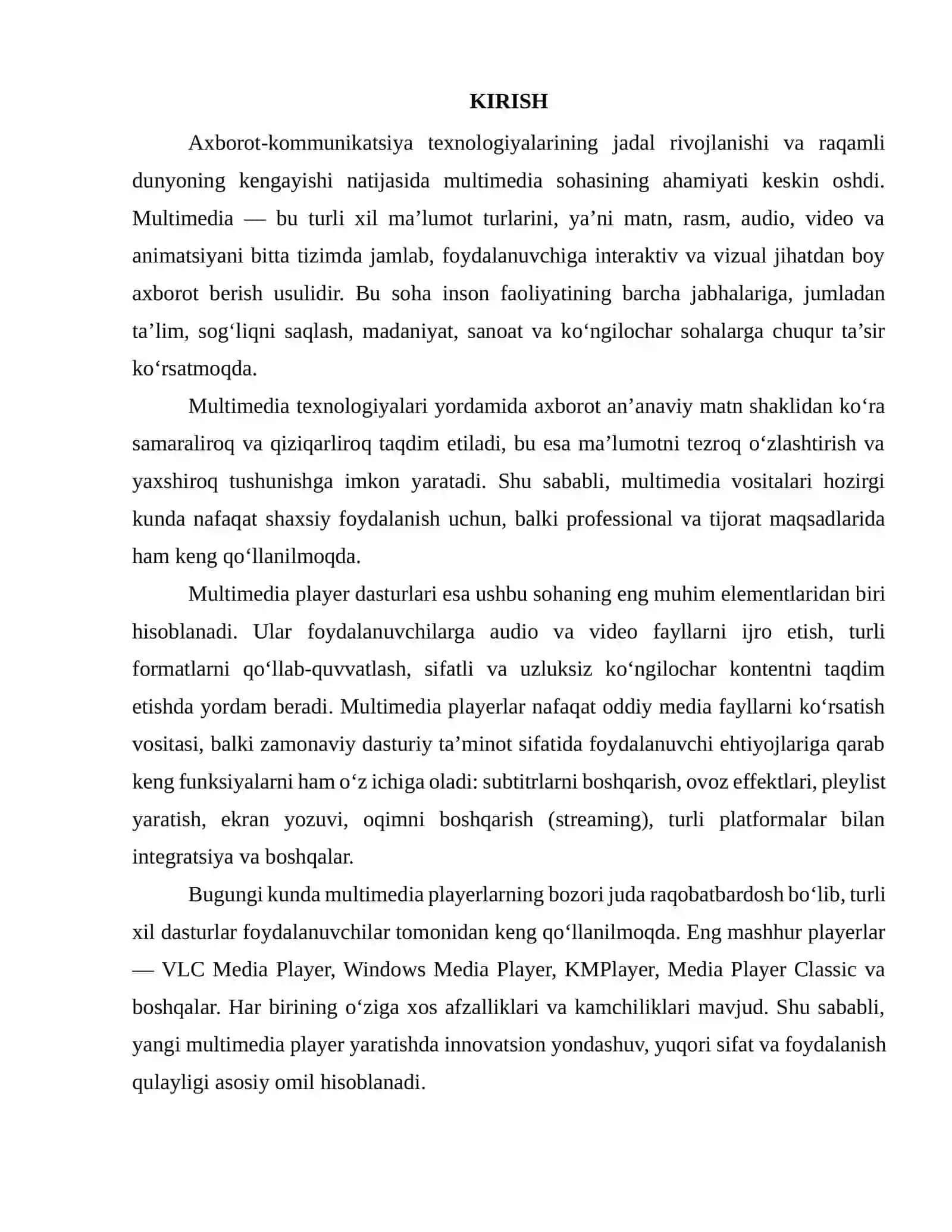 MULTIMEDIA PLAYER DASTURI 4