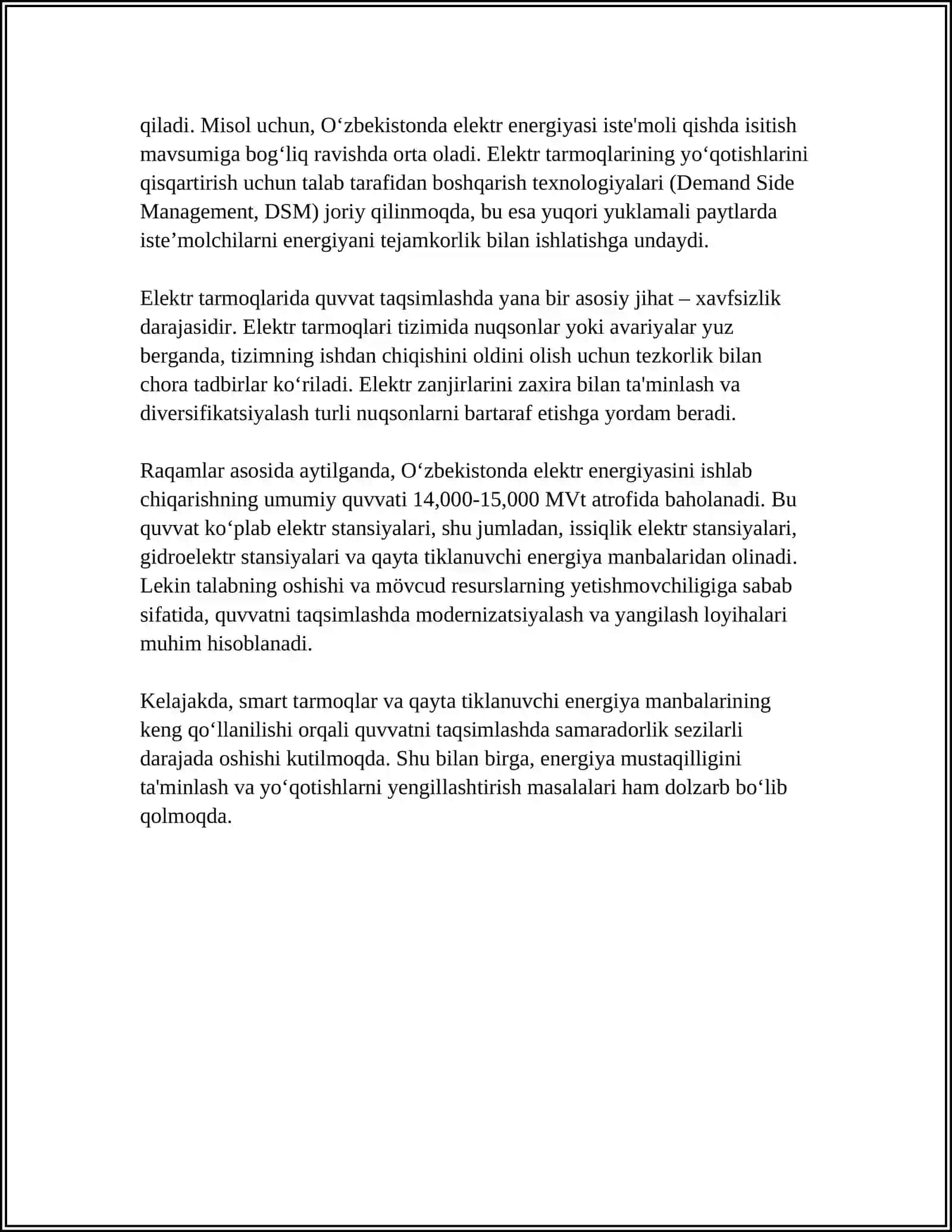 Elektr tarmoqlarida quvvatni taqsimlash 4