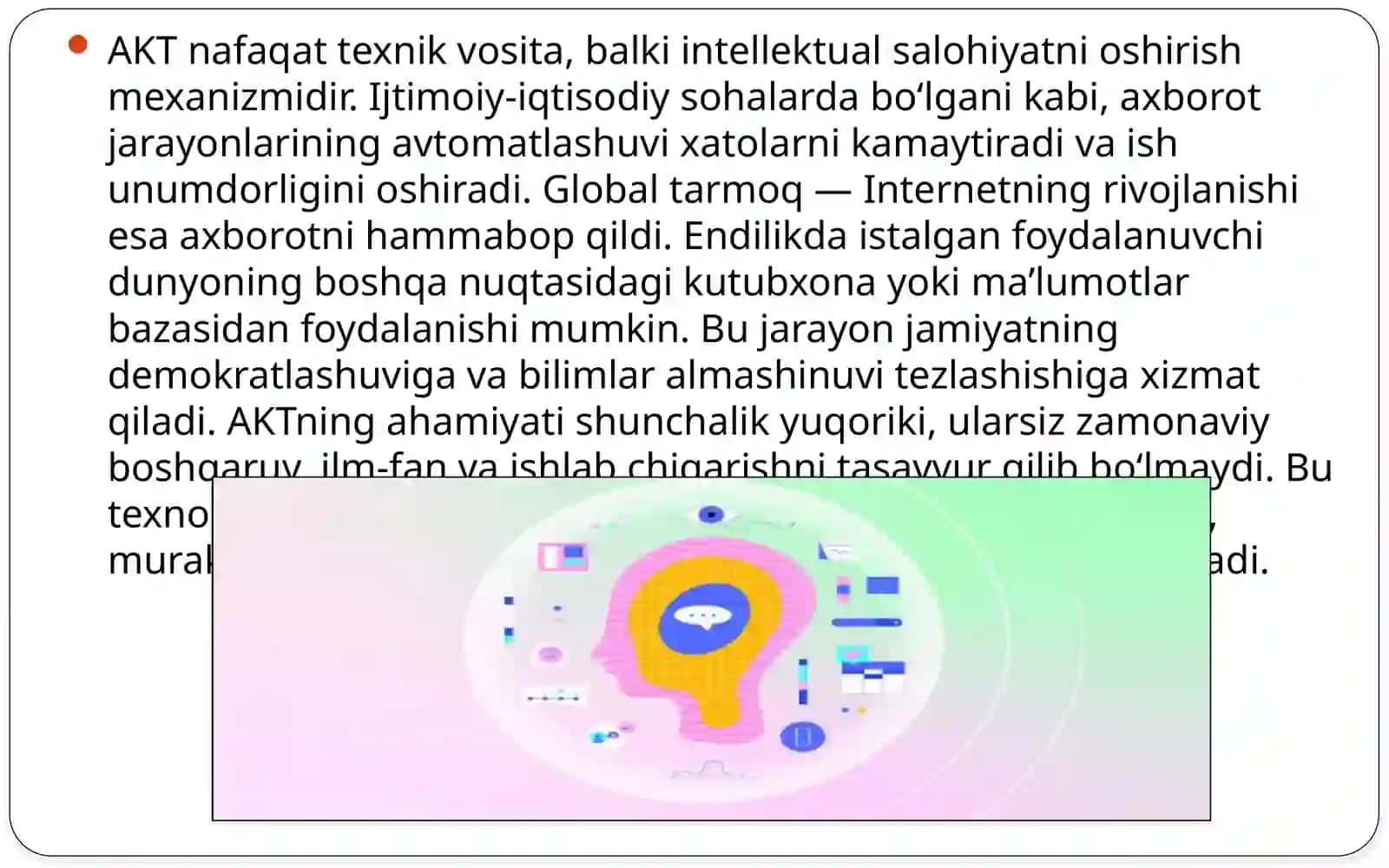 Axborot kommunikasiya texnalogiyalarni talim jarayonida qo'llash. 4