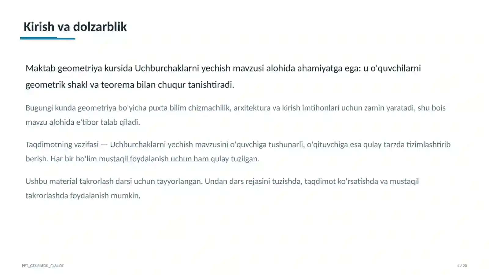 Uchburchaklarni yechish (9-sinf) 4