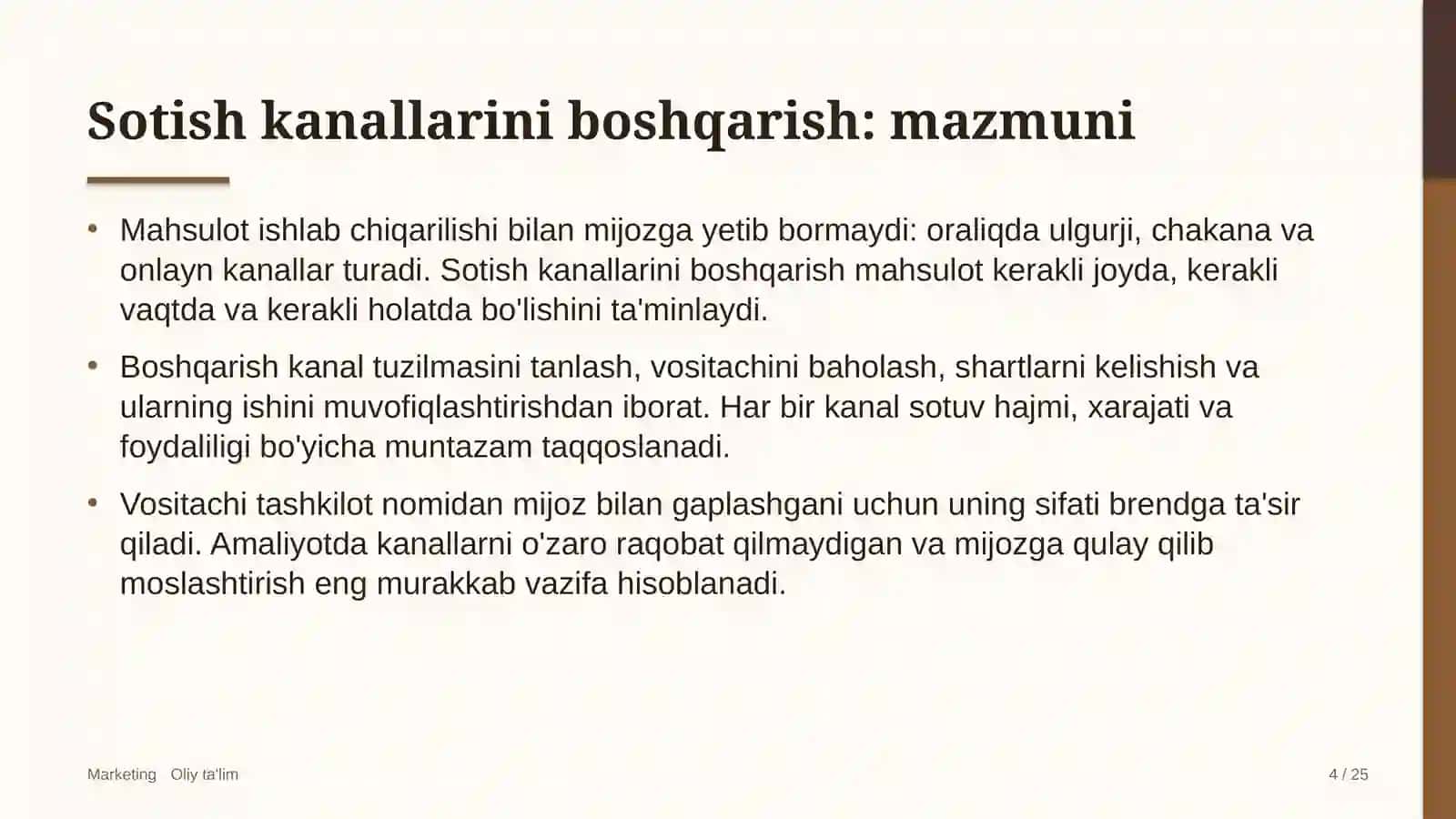 Bioenergetikada sotish kanallarini boshqarish 4