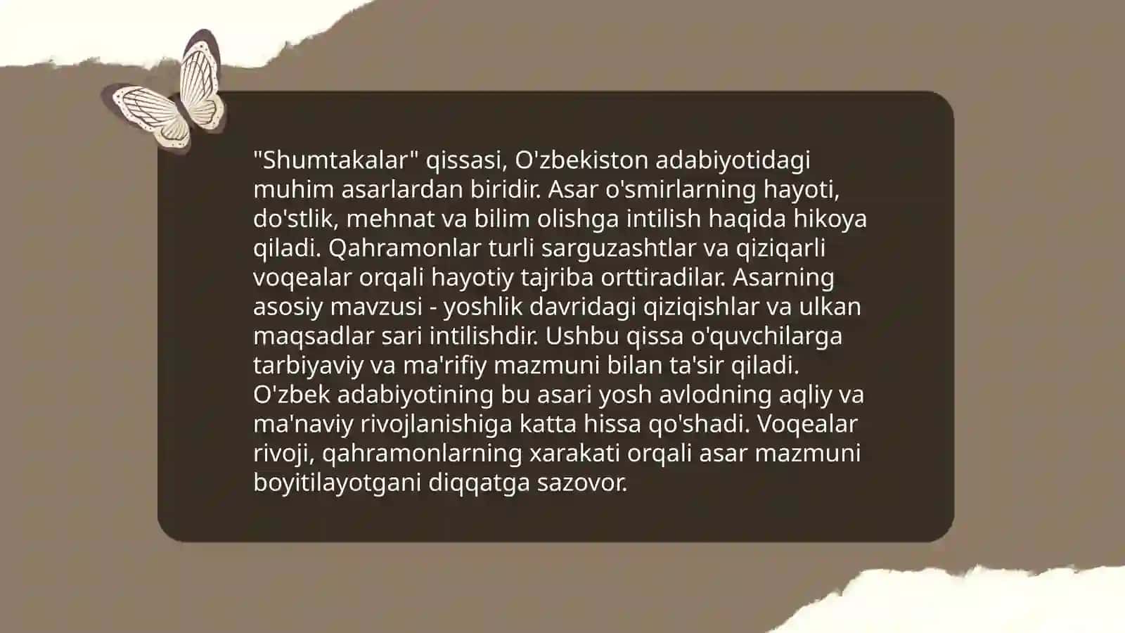 Mario Vargas Losaning "Shumtakalar" qissasi tahlili 4