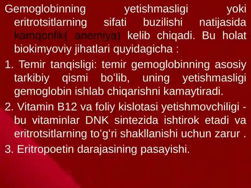 Kamqonlikning biokimyoviy xususiyatlari 4
