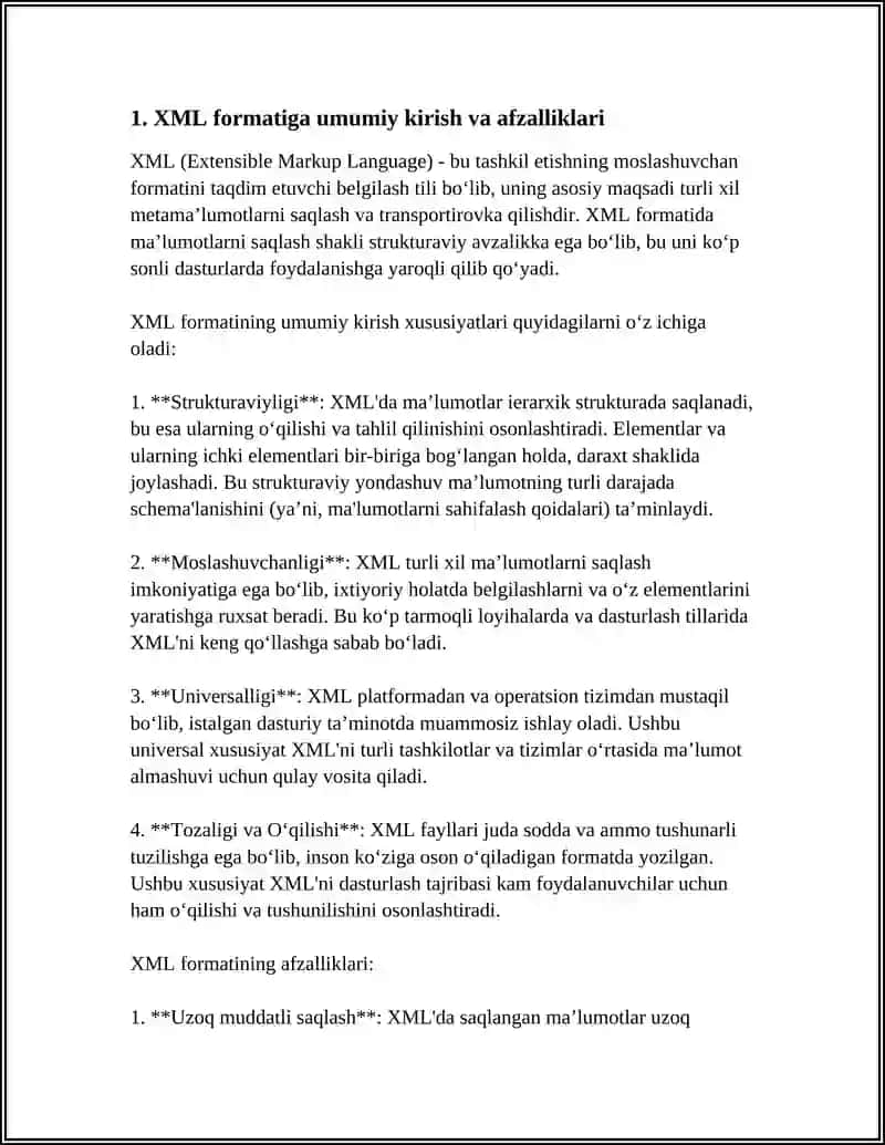 SAQLANGAN METAMA’LUMOTLARNI XML KO‘RINISHIDA CHIQARISH 4