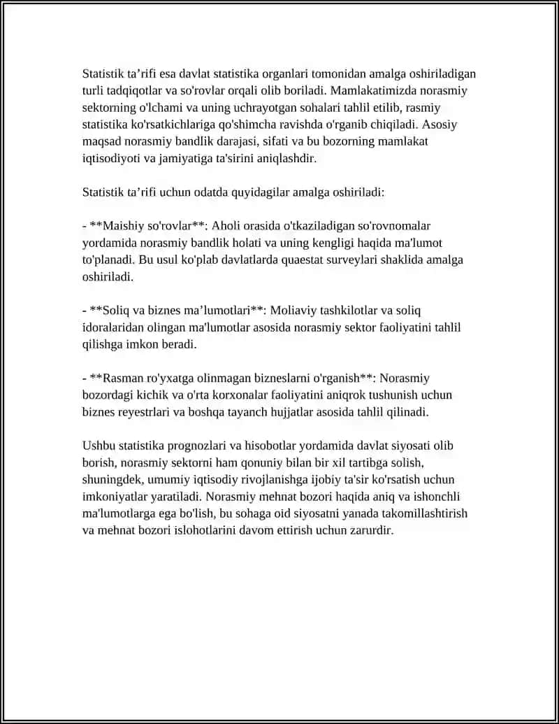 NORASMIY ISH BILAN BANDLIKNING STATISTIK BAHOSI 4